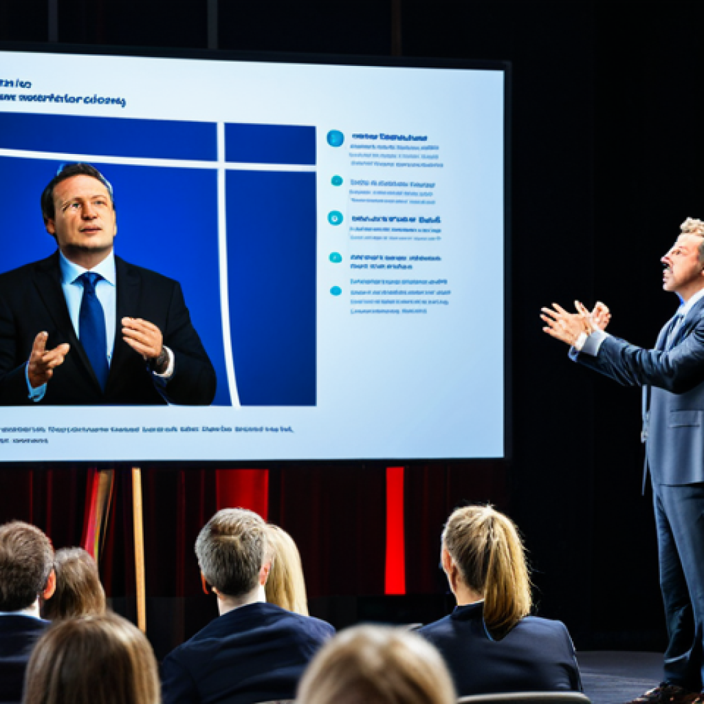 Storytelling in Action**
A dynamic presenter, fully clothed in professional business attire, passionately telling a story on stage at a marketing conference. The background shows a large screen with an engaging visual aid illustrating the narrative. The audience is captivated, listening intently. Perfect anatomy, correct proportions, natural pose, professional lighting, safe for work, appropriate content, fully clothed, professional.
**